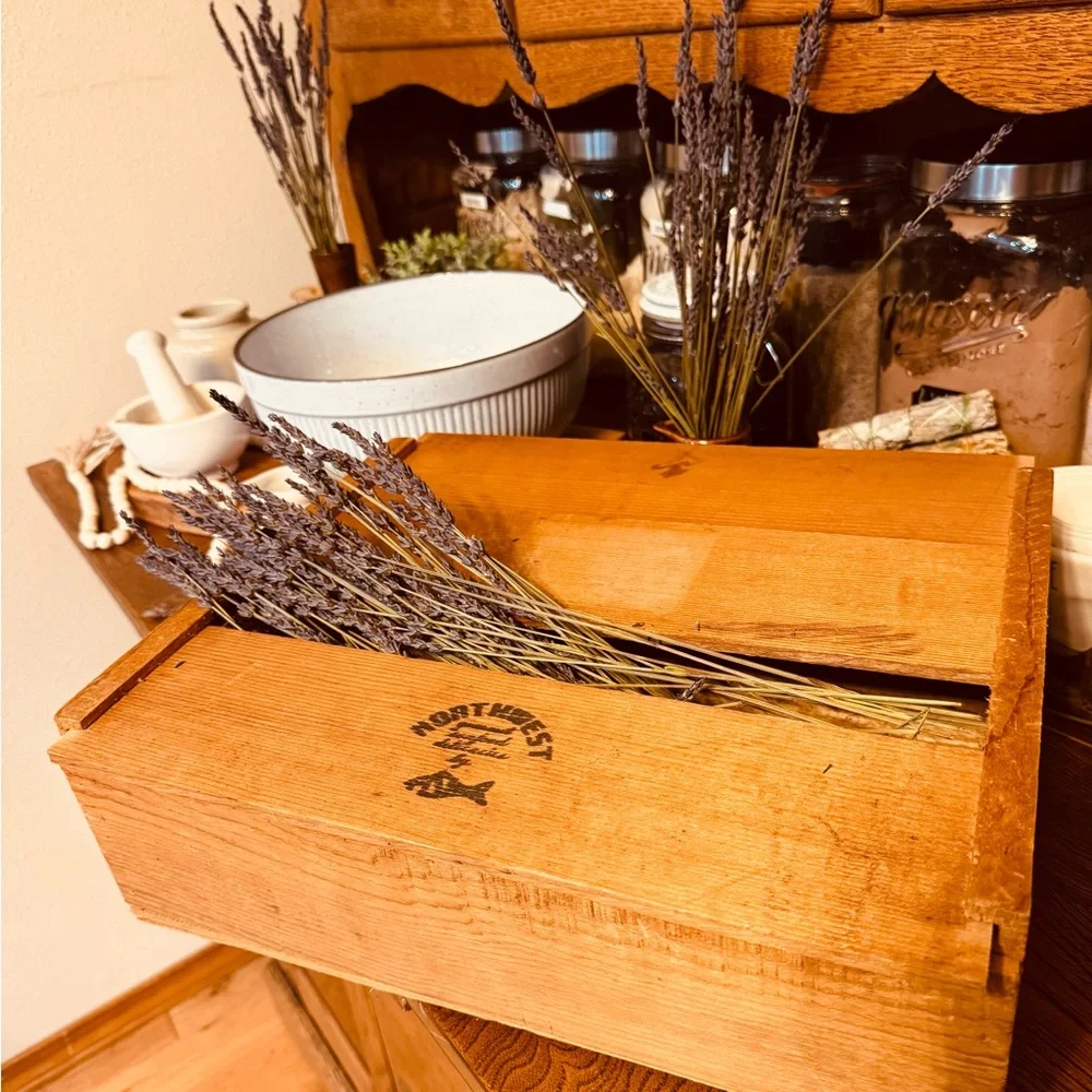 Wooden Storage Crate with Lid 3 pc lid & Northwest Seafoods burned on it